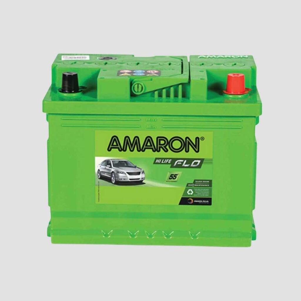 Amaron Flo DIN55R 12V Car Battery – 60-Month Warranty, Maintenance-Free